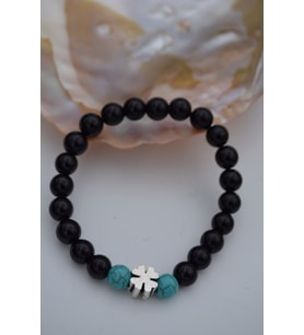 STONEAGE JEWELLERY Oniks ve Turkuaz Doğal Taşlı Bileklik (Altın / Dore)
