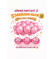 Pembe Pastel Balon Seti  Doğum Günü Sürpriz Parti Seti Krom Balon Hediyeli