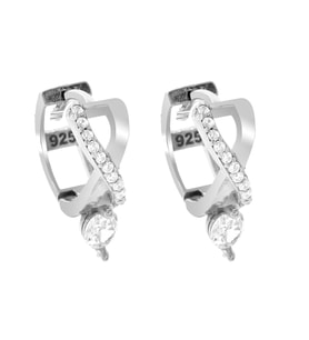 Beyaz Zirkon Taşlı Sonsuzluk Detaylı Silver Renk 925 Ayar Gümüş Tek Taş Kadın Küpe