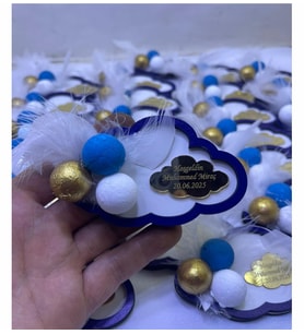 Yeni Doğan tüylü BULUT Magnet Nikah Şekeri - Nişan Şekeri - Söz Şekeri - Düğün Magnet - Nişan Magnet - Söz Magnet - 20 adet