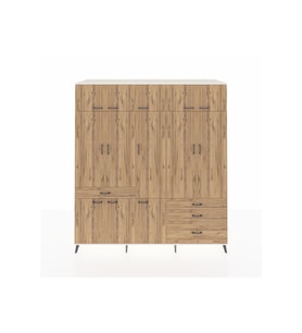 Kronos Dolap 8 Raflı 4 Çekmeceli 3 Askılı 220x59x243 Aytaşı-Çam/Çam