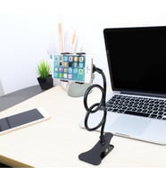 Akrobat Telefon Tutucu 60cm Spiral Gövdeli, 360° Oynar Başlıklı,Araç/Ofis/Yatak Kullanımı İçin Siyah
