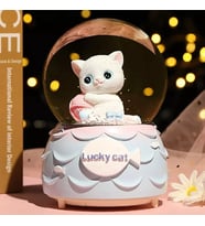 Şanslı Kedi Orta Boy Işıklı Kar Küresi