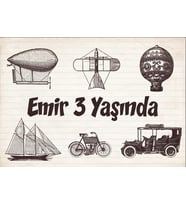 Vintage Araçlar Temalı Doğum Günü Afişi 35X50 cm