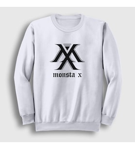 Presmono Unisex Beyaz Logo V2 K-Pop Monsta X Sweatshirt 275069tt (Beyaz)