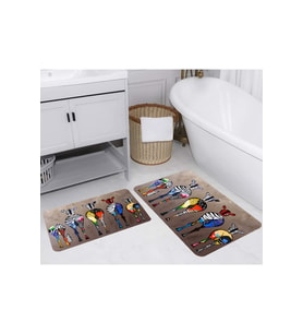 Rovigo Home Dijital Baskılı 2'li Banyo paspas Takımı RVG5260 (Kahverengi)