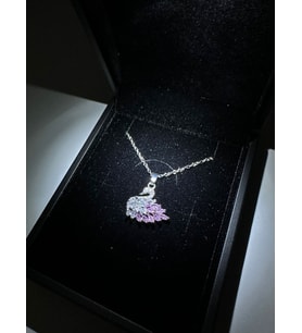 Işıklı kutuda swarovski kuğu kolye (Pembe)