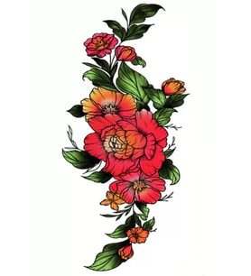 Caş Dekorasyon Çiçek Figürlü Geçici Dövme Tattoo