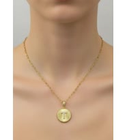 Çelik Gold Madalyon T Harf Kolye - 25-clkk203