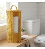 Durukar® Askılı Plastik Rattan Tuvalet Kâğıdı Standı – Hasır Görünümlü, Kapaklı, Yedekli WC Kâğıtlık