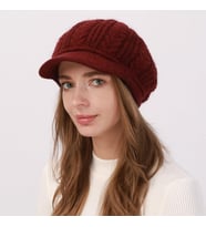 Kadın Triko Şapka Yumuşak Dokulu Kışlık Bere Şapka Günlük Kullanım Kaşe Model Bordo