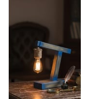 WoodyLight Rustik El Yapımı Masif Ahşap Masa Lambası - Retro Edison Tasarım Dekoratif Gece Lambası