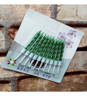 VIP KALİTE BURGULU YEŞİL PASTA MUMU YEŞİL DOĞUM GÜNÜ MUMU 10 ADET YEŞİL MUM GREEN BIRTHDAY CANDLE