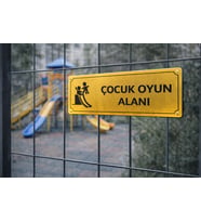 Çocuk Oyun Alanı Gold Metal Uyarı Levhası 10x25 cm – Site İçin
