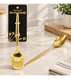Northcity Metal Altın Servis Kaşığı 27 cm