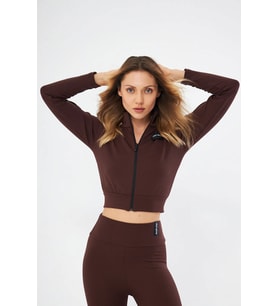 Lesa Wear Fitilli Içi Polarlı Yumuşacık Şardonlu Kaşkorse Crop Likralı Hırka (Kahverengi)