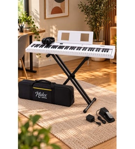Midex PLX-100WH-ST Taşınabilir Dijital Piyano Tuş Hassasiyetli 88 Tuş Bluetooth Şarjlı (STAND Sustain Kulaklık Çanta Metod)