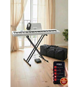 Midex PLX-100WH-ST Taşınabilir Dijital Piyano Tuş Hassasiyetli 88 Tuş Bluetooth Şarjlı (STAND Sustain Kulaklık Çanta Metod)