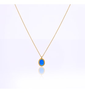 925 Ayar Gümüş Opal Taşlı Oval Kolye