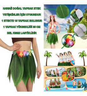Tropikal Esintili Hawaii Yapraklı Parti Eteği Yetişkin Boy