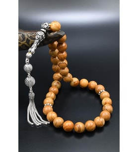 Doğal Jasper Taşlı Tesbih 925 Ayar Gümüş Püsküllü 10mm Küre Kesim 902561