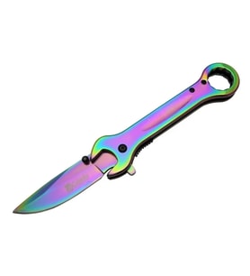 8000a Anahtar Görünümlü Renkli Kamp Çakı 19 Cm - Otomatik, Metal Sap