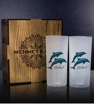 eJOYA Kişiye Özel Kutusunda Yunus Tasarım 2'li Rakı Bardağı Hediye Seti 111322