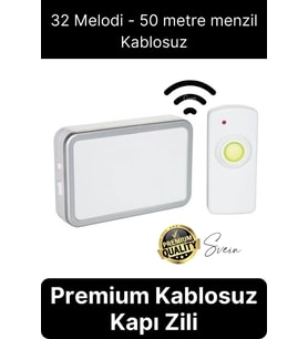 Premium Kablosuz Uzaktan Kumandalı Yüksek Sesli Uzun Mesafe Menzil Kapı Zili Ev Ofis Dükkan 50 metre