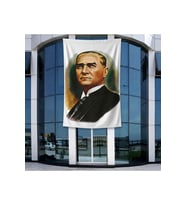 Mustafa K. Atatürk Portresi Poster Bayrak Raşel Kumal 4x6 metre ATA12