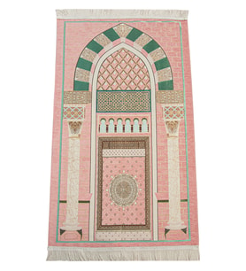 Lüks Mihrap Desenli Şönil Dokuma Seccade Pembe