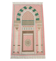 Lüks Mihrap Desenli Şönil Dokuma Seccade Pembe