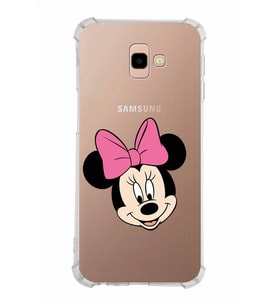 Samsung Galaxy J4 Plus  Köşe Korumalı Antişok Kapak Minnie Mouse Tasarımlı Şeffaf  Kılıf