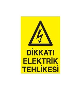 Dikkat Elektrik Tehlikesi Uyarı Levhası 40x60cm (Karışık)