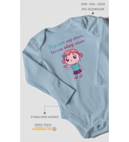 Teyzem Sağ Olsun,Tarzım Olay Olsun Baskılı Bebek Zıbını – Çıtçıtlı Body  %100 Pamuk Uzun Kol (Bebek Mavisi)