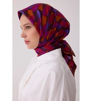 Belli Karma Desenli Twill İpek Eşarp 4420D