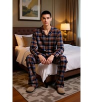 Erkek Ekose Pijama Takımı Gömlek Yaka Uzun Kollu Fonksiyonel Dayanıklı Kaliteli Konforlu Şık
