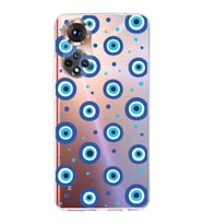 PrintiFy Honor 50 ile Uyumlu Nazar Boncuğu 1 Baskılı Kamera Korumalı Şeffaf Silikon Kılıf