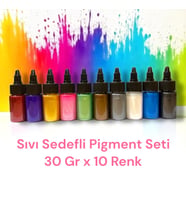 Epoksi Bazlı Parlak Sıvı Sedefli Pigment 10 Renk X 30 gr (Çok Renkli)