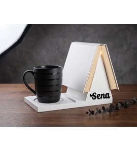 Kişiye Özel Tasarım Kitap Desteği - Masaüstü Kitap Okuma Standı & Kahve Altlığı