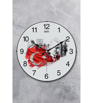 Atatürk Duvar Saati Akar Saniye Sessiz Mekanizma 36 Cm