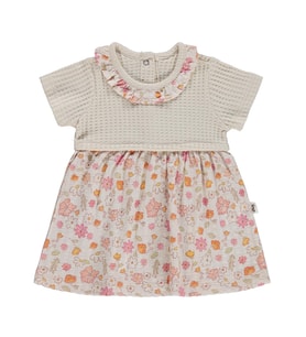 Civil Baby Çiçek Yaprak Empirme 6-18 Ay Tulum - Bej