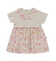 Civil Baby Çiçek Yaprak Empirme 6-18 Ay Tulum - Bej