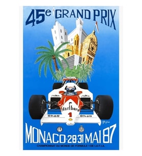 1987 Monaco Grand Prix Yarış Posteri Tablo Ahşap Poster Dekoratif