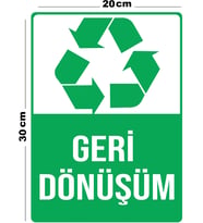 Metal Geri Dönüşüm 20cm x 30cm A4 Büyüklüğünde Uyarı Levhası Yönlendirme Tabelası