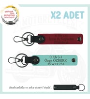 İsim Plaka ve 0 Rh (+) Kan Grubu Yazılı x2' li Anahtarlık, Arkadaşa Armağan Set, Kırmızı-Turkuaz-Syh (Çok Renkli)