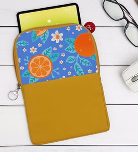BK Gift Portakal Tasarımlı Taşınabilir Koruyucu Tablet Kılıfı & Organizer Çanta - Sarı-1