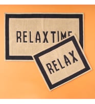 Relax Harf Baskılı%80 Pamuk%20 Polyester Paspas Takımı, Beyaz, 1 Adet 60x100 cm / 1 Adet 50x60 cm