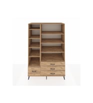 Kronos Dolap 9 Raflı 4 Çekmeceli  132x59x195 Çam-Çam/Çam