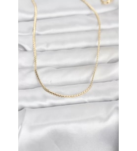 CM 14K Gold Renk Yassı Zincir Model 60 cm Kadın Kolye - TJ-BKO10965