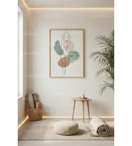 Yoga Pozu Minimal Çizgi Sanatı Dekoratif Ahşap Çerçeveli Tablo – Meditasyon Alanı Dekoru